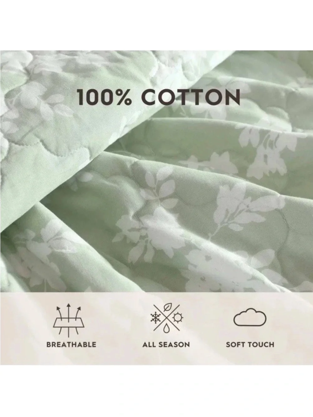 Laura Ashley Adorabelle Silhouette Green Twin Reversible Cotton Quilt Set 2pc